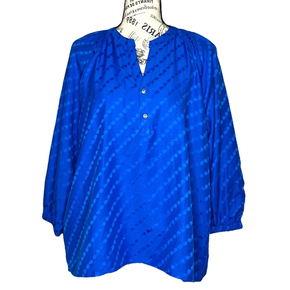 Karl Lagerfeld Paris MEDIUM Sunglass Jacquard Blouse - Stitch Fix Split Neck Top